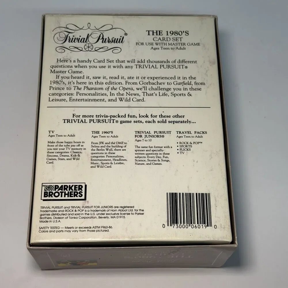 Trivial Pursuit The 1980's Expansion Card Set Parker Brothers 2 Boxes Complete
